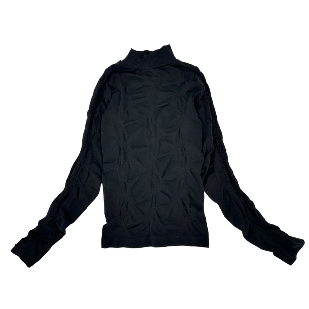 Anne Fontaine Black Textured Fitted Long Sleeve High Neck Sweater Top sz 40